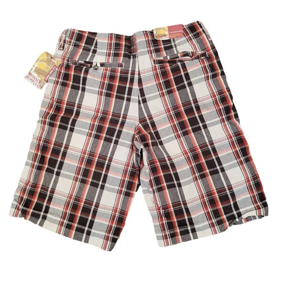 Mossimo Men's Flat Front Bermuda Shorts Size 32 Orange Plaid 100% Cotton Golf - Picture 2 of 12